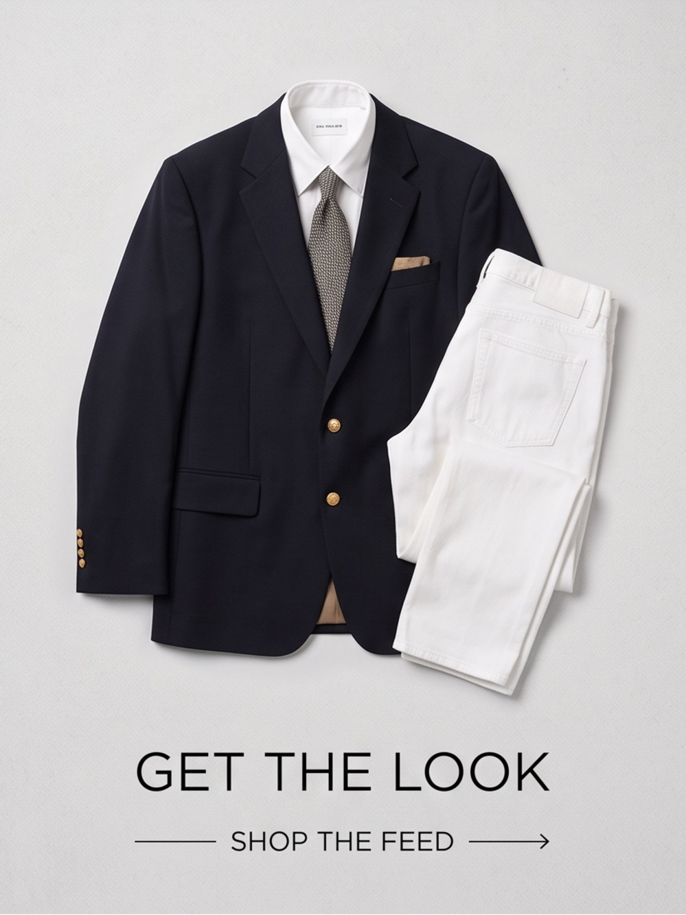 Navy Men's Wool Blazer with Gold Buttons
